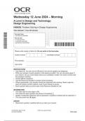 OCR A Level in Design and Technology: Design Engineering H404/02 Problem Solving in Design Engineering JUNE 2024