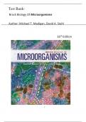 Test Bank for Brock Biology of Microorganisms 16th Edition by Michael T. Madigan, David A. Stahl.|| All Chapters || 1-34 Chapters , Newest 2024