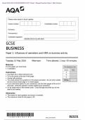 Actual 2024 AQA GCSE BUSINESS 8132/1 Paper 1 Influences of operations and HRM on business activity Merged Question Paper + Mark Scheme