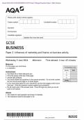 Actual 2024 AQA GCSE BUSINESS 8132/1 Paper 1 Influences of operations and HRM on business activity Merged Question Paper + Mark Scheme