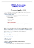 Exam (elaborations) HSC 201 PharmacologyExit HESI 2022