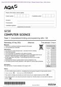 Actual 2024 AQA GCSE COMPUTER SCIENCE 8525/1A, 8525/1B, 8525/1C Paper 1 Computational thinking and programming skills Merged Question Paper + Mark Scheme