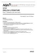 AQA GCSE ENGLISH LITRATURE Paper 2 Shakespeare and unseen poetry June 2021