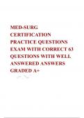 MED-SURG CERTIFICATION PRACTICE QUESTIONS  WITH   ANSWERS 