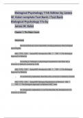 Biological Psychology 11th Edition by James W. Kalat complete Test Bank / Test Bank Biological Psychology 11e by James W. Kalat Chapter 1: The Major Issues