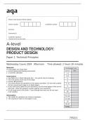 aqa A-level DESIGN AND TECHNOLOGY PRODUCT DESIGN Paper 1 Technical Principles(7552-1) June 2024 OFFICIAL Mark Scheme and Question Paper 