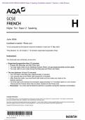 Actual 2024 AQA GCSE FRENCH 8658/SH Paper 2 Speaking Higher Merged Candidate’s material + Teacher’s Booklet + Mark Scheme (including Guidance for Role-plays)