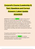 Corporal's Course (Leadership II) Test | Questions and Correct Answers | Latest Update 2024/2025