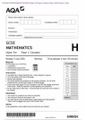 Actual 2024 AQA GCSE MATHEMATICS 8300/2H Higher Tier Paper 2 Calculator Merged Question Paper + Mark Scheme + Insert