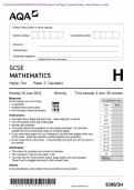 Actual 2024 AQA GCSE MATHEMATICS 8300/3H Higher Tier Paper 3 Calculator Merged Question Paper + Mark Scheme + Insert