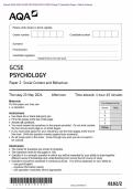 Actual 2024 AQA GCSE PSYCHOLOGY 8182/2 Paper 2 Social Context and Behaviour Merged Question Paper + Mark Scheme