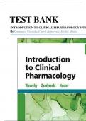 TEST BANK INTRODUCTION TO CLINICAL PHARMACOLOGY 10TH EDITION By Constance Visovsky, Cheryl Zambroski, Shirley Hosler NEWST EDITION 2024