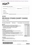 Actual 2024 AQA GCSE RELIGIOUS STUDIES (SHORT COURSE) 8061/5 Section 5: Themes Merged Question Paper + Mark Scheme