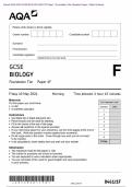 Actual 2024 AQA GCSE BIOLOGY 8461/1F Paper 1 Foundation Tier Merged Question Paper + Mark Scheme