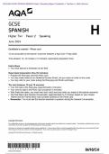 Actual 2024 AQA GCSE SPANISH 8698/SH Paper 2 Speaking Higher Merged Candidate’s material – Photo card & Roleplay + Teacher’s Booklet + Mark Scheme (including Guidance for Role-plays)