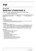 aqa A-level ENGLISH LITERATURE B Paper 2B Texts and genres: Elements of political and social protest writing(7717-2B) Question Paper June 2024