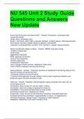 NU 545 Unit 2 Study Guide Questions and Answers New Update