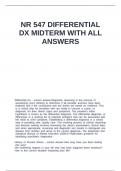 NR 547 DIFFERENTIAL DX MIDTERM WITH ALL ANSWERS