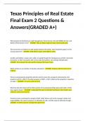 Texas Principles of Real Estate Final Exam 2 Questions & Answers(GRADED A+)