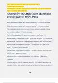 Chemistry 112 ACS Exam Questions and Answers | 100% Pass