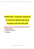 NR548 Week 1 Psychiatric Assessment for Psychiatric-Mental Health Nurse Practitioner (NR 548) 2024-2025