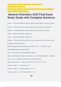 General Chemistry ACS Final Exam Study Guide with Complete Solutions