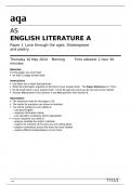 qa AS ENGLISH LITERATURE A Paper 1 Love through the ages: Shakespeare and poetry(7711-1) May 2024 Question Paper