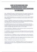 ASE AUTO REPAIR AND  MAINTENANCE TEST  COMPLETE QUESTIONS AND ANSWERS  A+ GRADED 