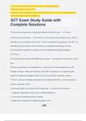 ACT Exam Study Guide with Complete Solutions