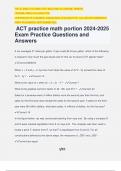 ACT practice math portion 2024-2025 Exam Practice Questions and Answers