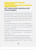 ACT math practice questions with correct answers