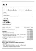 aqa A-level MEDIA STUDIES Paper 1 Media One(7572-1) May 2024 OFFICIAL   Question Paper