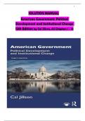 SOLUTION MANUAL - American Government: Political Development and Institutional Change, 12th Edition by Cal Jillson, All Chapters 1 - 16, Complete Latest Version