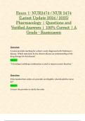 Exam 1: NUR2474 / NUR 2474 (Latest Update 2024 / 2025) Pharmacology for Professional Nursing | Questions and Verified Answers | 100% Correct | A Grade - Rasmussen