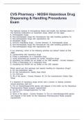 CVS Pharmacy - NIOSH Hazardous Drug Dispensing & Handling Procedures Exam 2024-2025 Questions and Answers