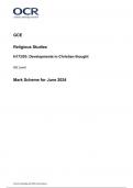 OCR GCE  Religious Studies H173/03: Developments in Christian thought AS Level Mark Scheme for June 2024