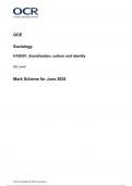 OCR GCE  Sociology H180/01 Socialisation, culture and identity AS Level Mark Scheme for June 2024