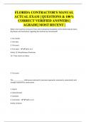 FLORIDA CONTRACTOR'S MANUAL ACTUAL EXAM | QUESTIONS & 100% CORRECT VERIFIED ANSWERS | AGRADE| MOST RECENT |