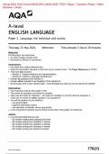 Actual 2024 AQA A-level ENGLISH LANGUAGE 7702/1 Paper 1 Language, the individual and society Merged Question Paper + Mark Scheme + Insert