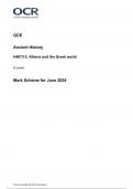 OCR GCE  Ancient History H407/12 Athens and the Greek world A Level Mark Scheme for June 2024