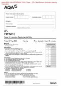 Actual 2024 AQA AS FRENCH 7651/1 Paper 1 Listening, Reading and Writing Merged Question Paper + Mark Scheme (Includes Listening Transcript)