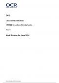 OCR GCE  Classical Civilisation H408/23 Invention of the barbarian A Level Mark Scheme for June 2024