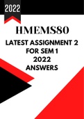 HMEMS80 new Assignment 2 (Sem 1 For 2022) Answers  ️ 