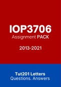 IOP3706 (Exam Questions PACK, Tut201 Letters)