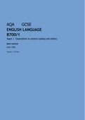 AQA GCSE ENGLISH LANGUAGE 8700/1 Paper 1 Explorations in creative reading and writing Mark scheme June 2021 Version: 1.0 Final 