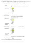 CHEM 120 Unit 5 Quiz (100% Correct Solutions) Chamberlain College of Nursing