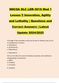 SNCOA DLC LDR-301S Mod 1 Lesson 5 Innovation, Agility and Lethality | Questions and Correct Answers | Latest Update 2024/2025