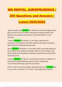 MN DENTAL JURISPRUDENCE | 265 Questions and Answers | Latest 2024/2025