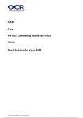 OCR GCE  Law H418/02 Law making and the law of tort A Level Mark Scheme for June 2024