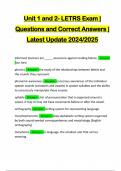 Unit 1 and 2- LETRS Exam | Questions and Correct Answers | Latest Update 2024/2025